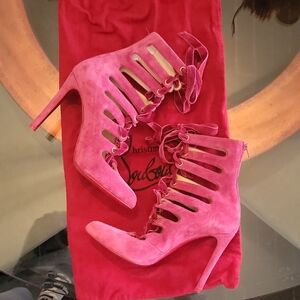 Women's Pink Lace-Up Heels